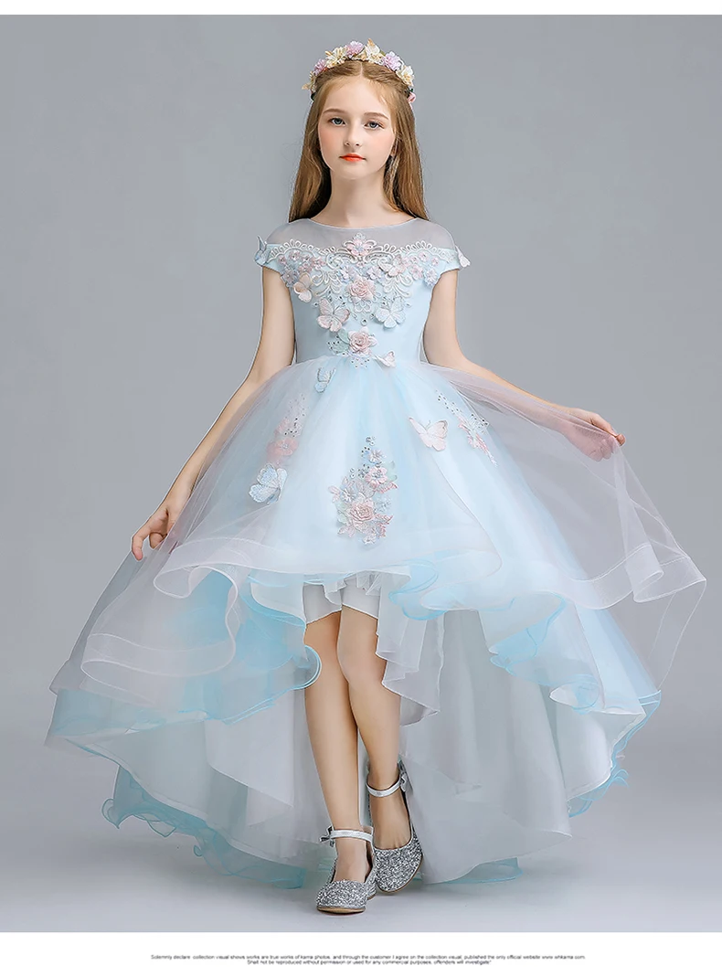 Светильник с синим цветком кружевное платье для девочек на свадьбу праздничное