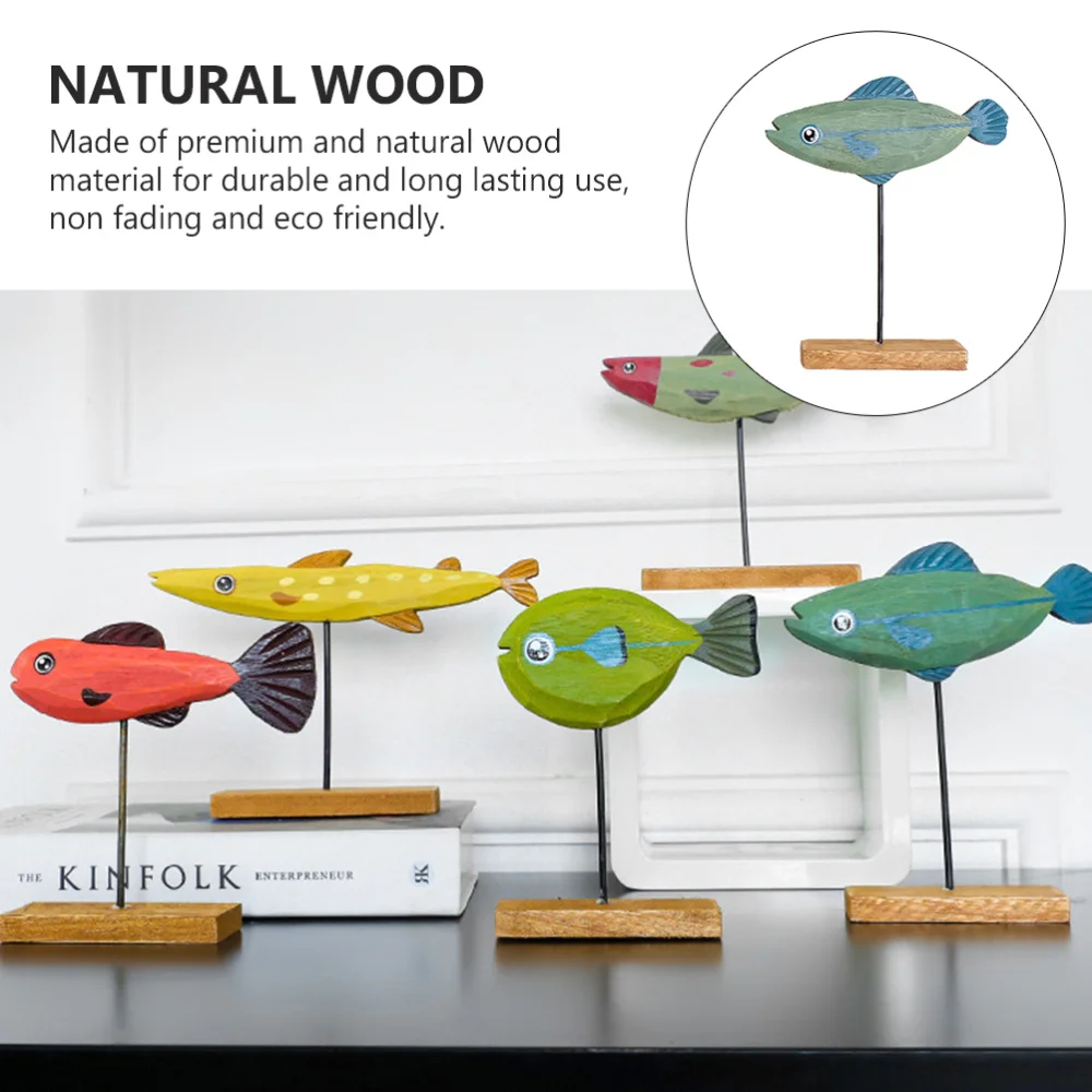 

Cartoon Christmas Wooden Fish Adornment Creative Desktop Home Decoration