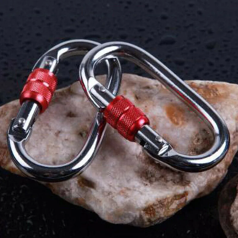 

Newly 2pcs O-shaped Carabiner Clip Hook Heavy Duty Ring Lock for Outdoor Rock Climbing Caving