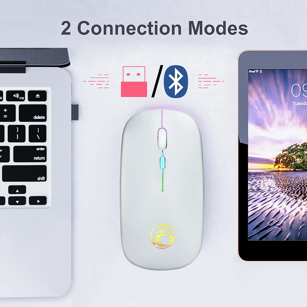 Мышь беспроводная Бесшумная со светодиодной подсветкой 2 4 ГГц USB | Компьютеры и