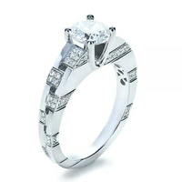 fashion women wedding rings round cut white zircon size 6 10