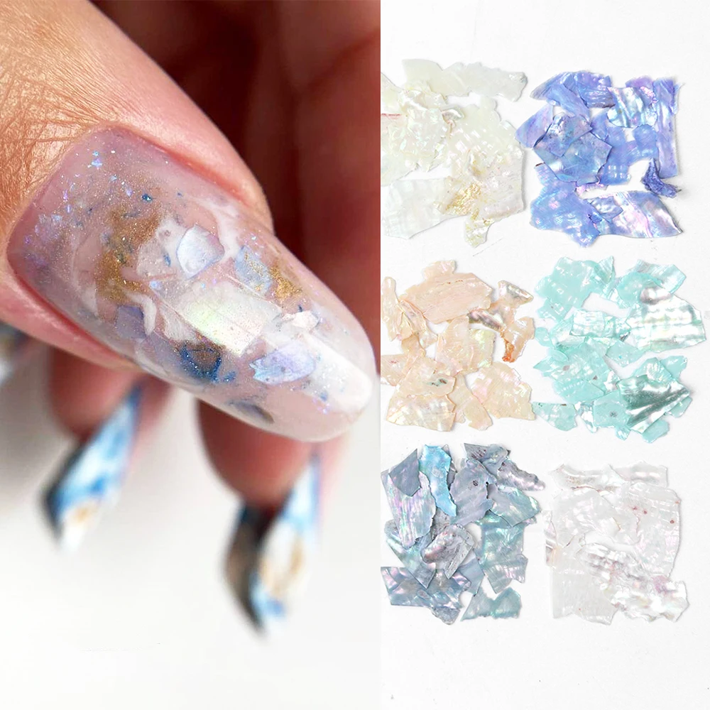 Abalone Shell For Nails Shimmer Nail Art Glitter Natural Sea Shell Slices Pearl Powder Flakes Sequins Manicure Accessories GLBY images - 6