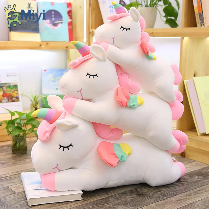 Радужная ангельская лошадь плюшевые игрушки детские куклы белые - Цена: 