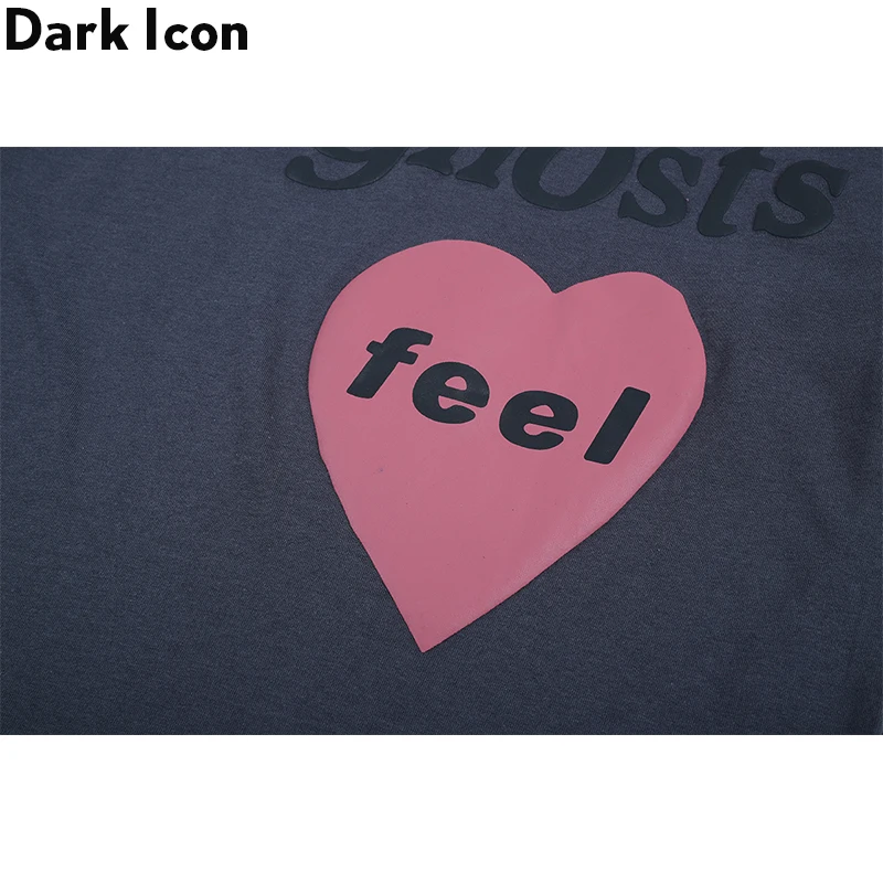 Футболка мужская с надписью и сердцем Dark Icon уличная одежда Минималистичная