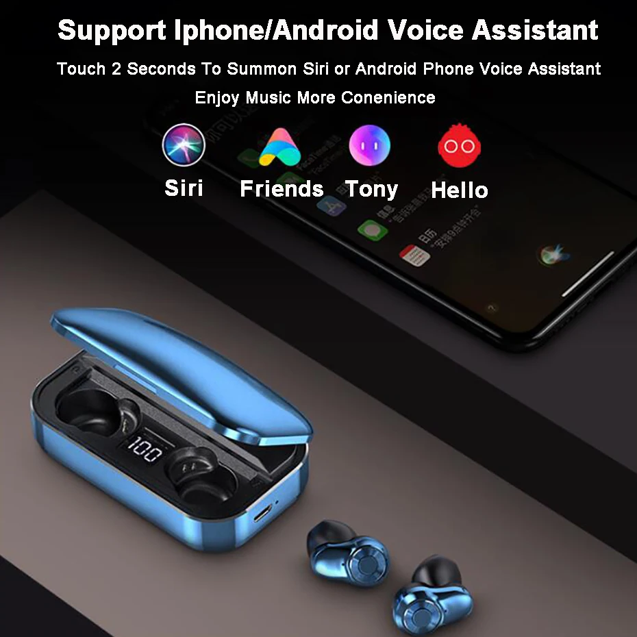 TWS, Bluetooth наушники, стерео звук, беспроводные наушники, Bluetooth 5,0, HD вызов, беспроводная Bluetooth гарнитура с 3500 мАч, внешний аккумулятор