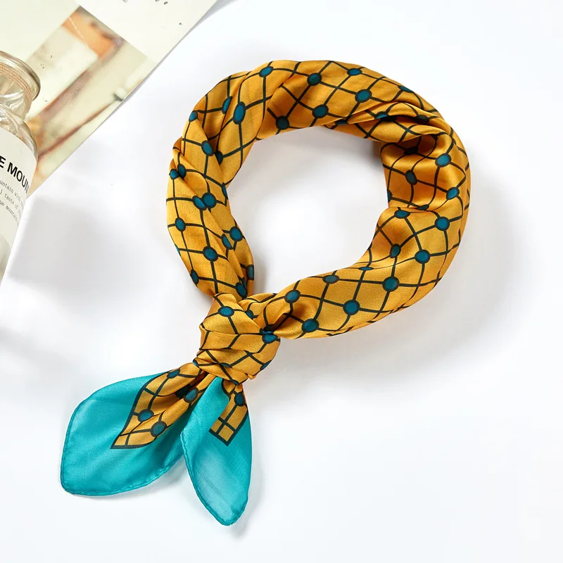 New style Plaid Scarf Bandana Women's Silk Scarves in Spring and Summer 53*53cm |