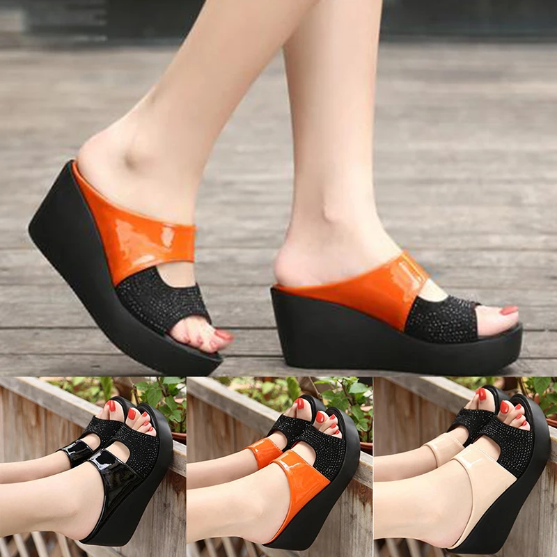 

Women Summer Slipper Woman Shoes Ladies PU Leather Wedges Flat Shoes Female Casual Sandals Comfortable Platform