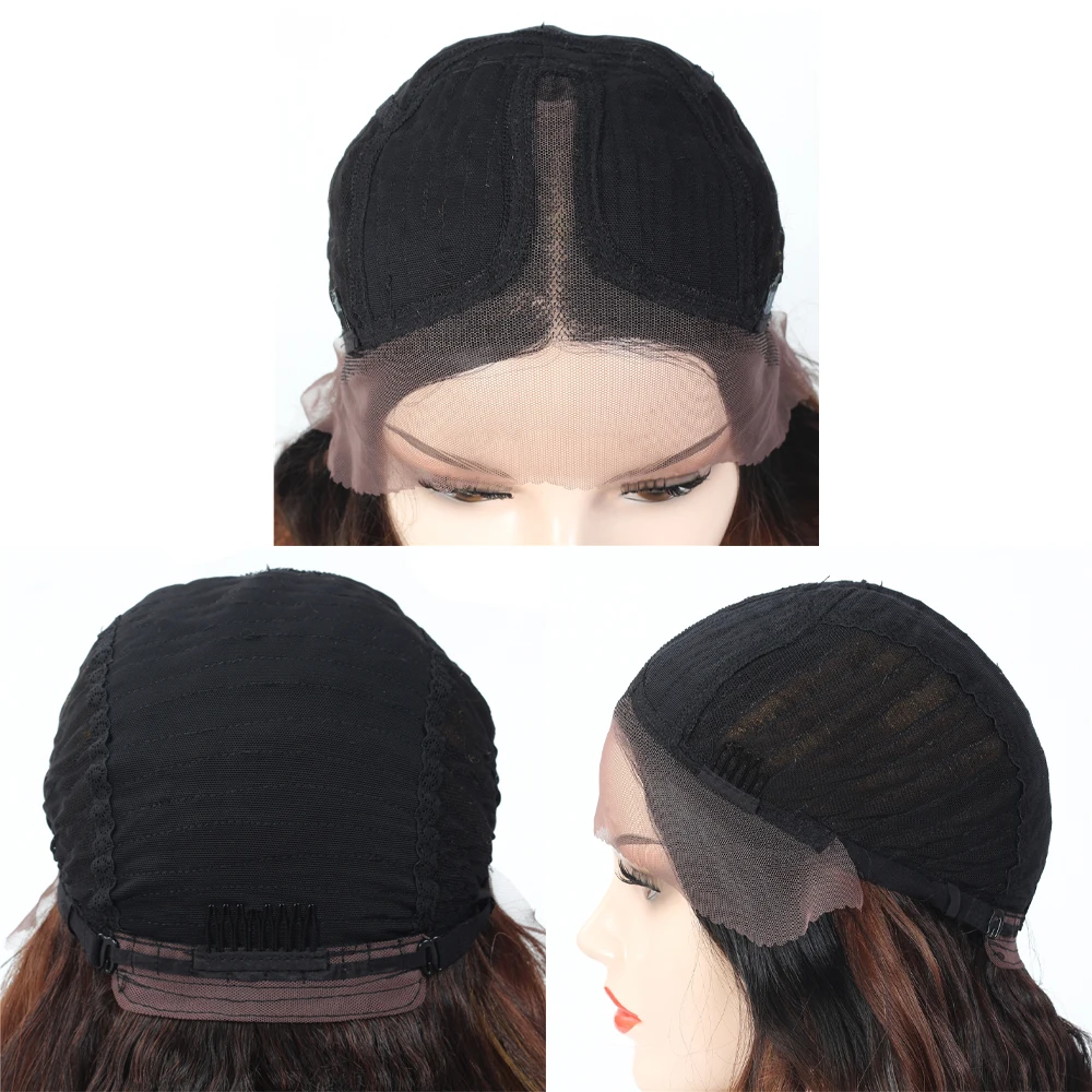 

Ombre Brown Synthetic Lace Front Wig For Black Women Middle Part Long Curly Hairstyle High Temperature Natural Hair Wig X-TRESS