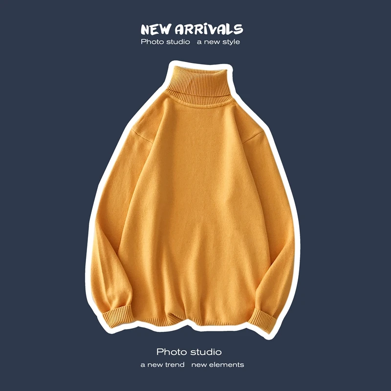 2 Winter Warm Men Turtleneck Knitwear Sweater Slim Fit Long Sleeve Stretch Basic Pullovers NEW Sweaters Oversized 8 Colors - Цвет: 2