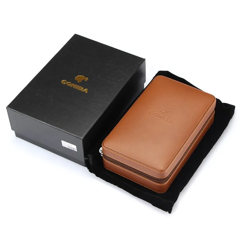 

Cedar Wood Cigar Humidor Travel Portable Leather Cigar Case Cigars Box With Lighter Cutter Humidifier Humidor Box