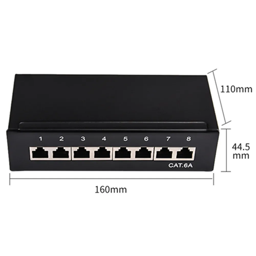 Мини настольный Cat6A 8 портовая коммутационная Панель полный экранированный RJ45