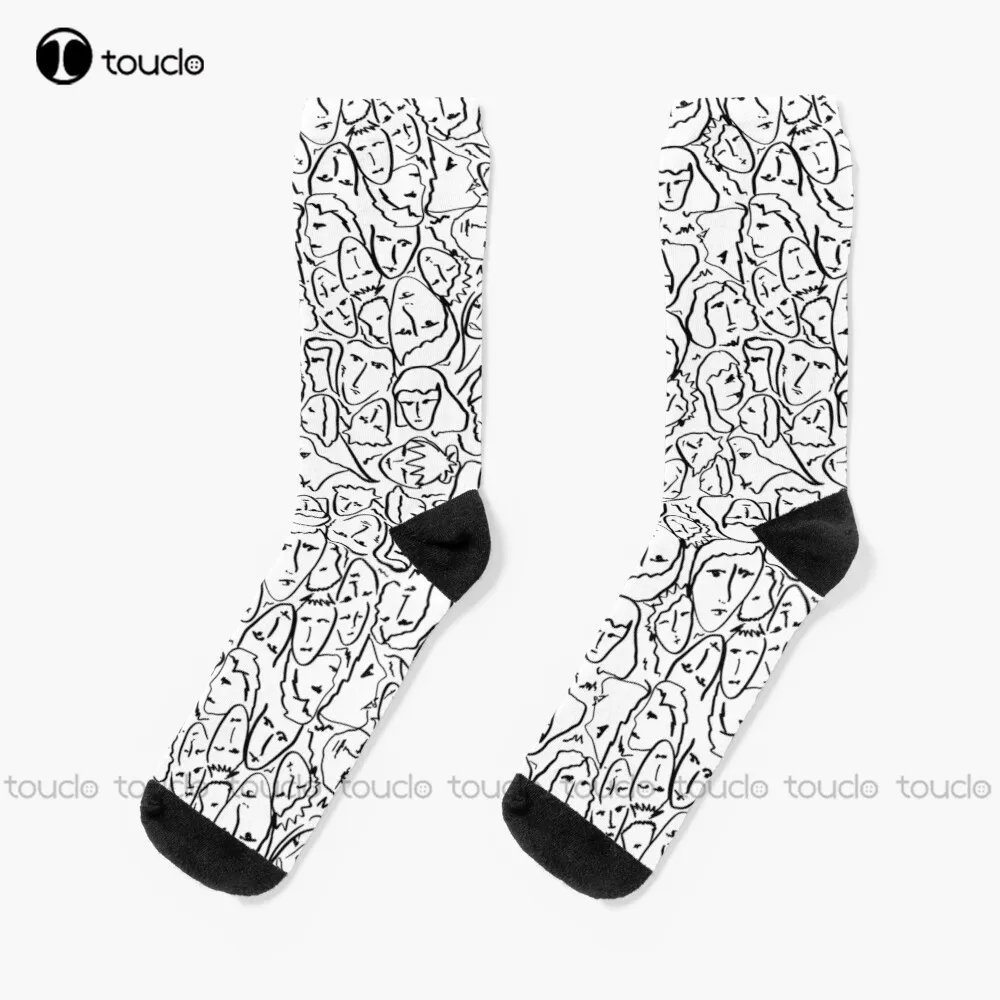 

Call Me By Your Name Elios Shirt Faces In Black Outlines On White Cmbyn Socks Mens Socks Crew Unisex Adult Teen Youth Socks Sock