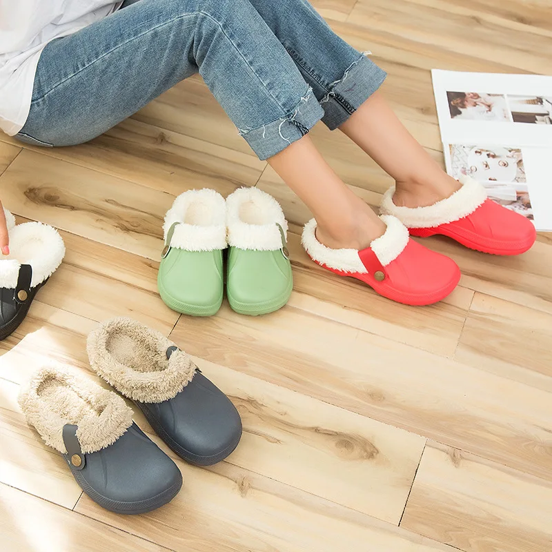 

Women Slippers Winter Fur Unisex Shoes Warm Ladies Indoor Sandals Female Winter Loafers Plus Velvet Clogs Garden Shoes