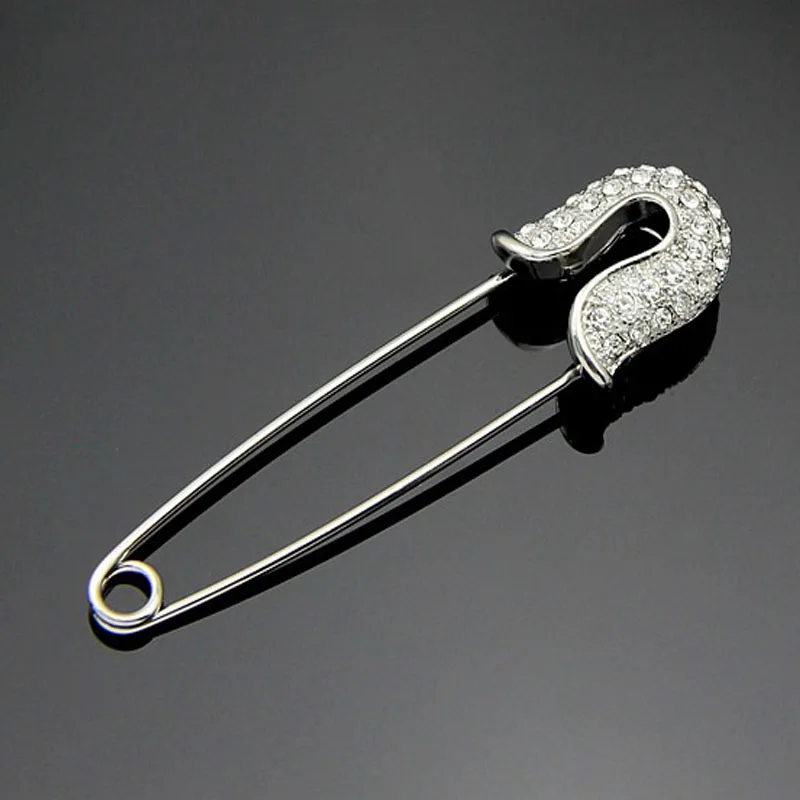 

Brooches Large Safety Pin Up Jewelry For Women Suit Hats Clips Girl Alloy Crystal Rhinestones Brooch Pins Fashion Jewelry Gift