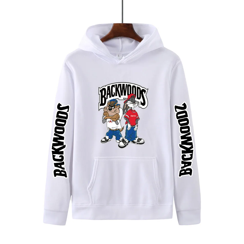 

Fall/Winter Men's Women's BACKWOODS Casual Hooded Sportswear Fleece Pocket Cartoon Sweater Fashion Printed Top 2021Free Shipping