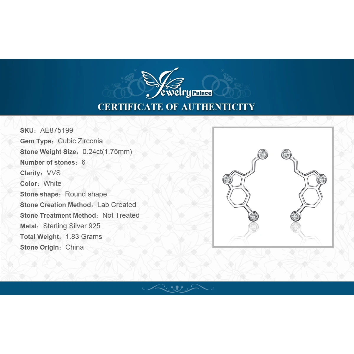 

JewelryPalace Serotonin Dopamine CZ Stud Earrings 925 Sterling Silver Earrings For Women Girls Korean Earrings Fashion Jewelry