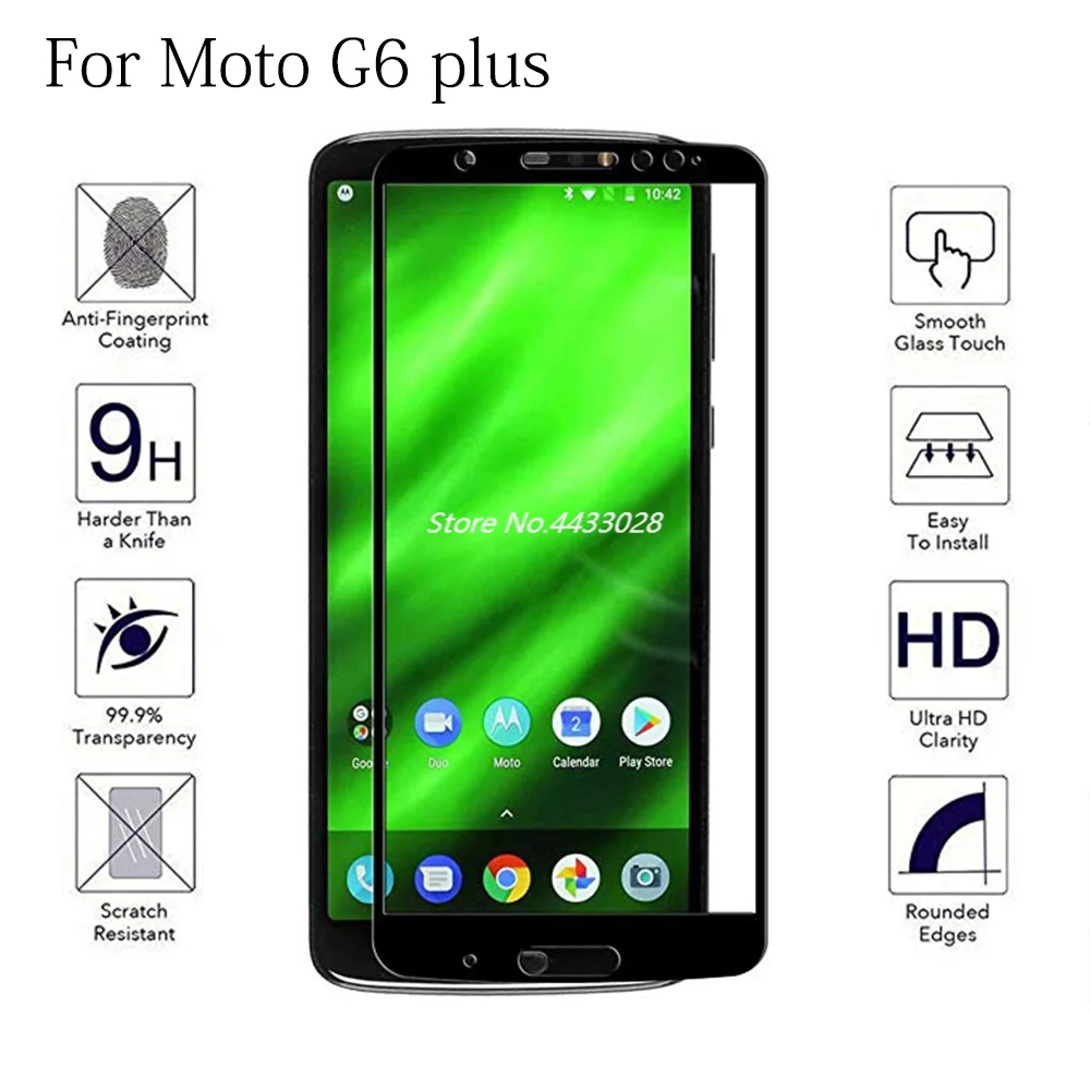 Полное покрытие закаленное стекло для телефона Motorola G6 Plus полное клеем Защита