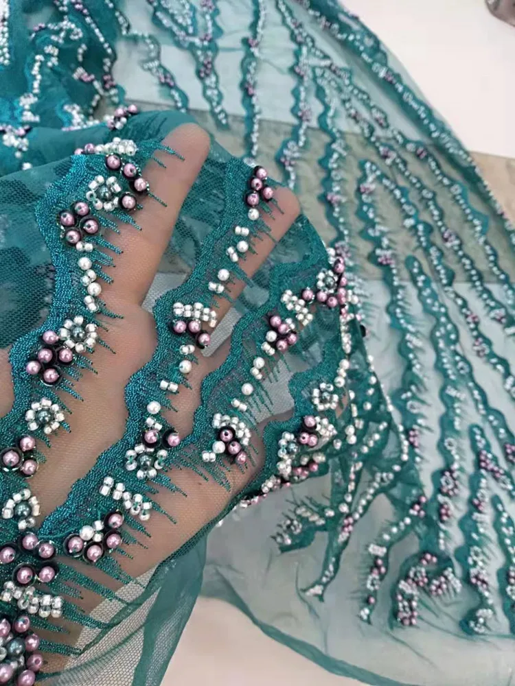 Тяжелая работа ручная вышивка бисером французская сетка Африканское кружево