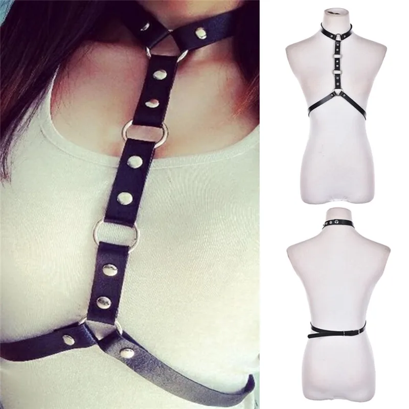 

New Fshion Leather Harness Garters Sexy Chest Sculpting Body Waist Belt Punk Gothic Sexy Bra Bondage PU Leather Waist Belts