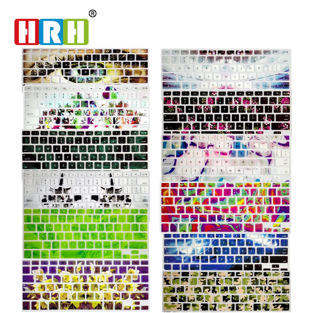 

HRH Waterproof Slim Fashion Decal Silicone English Keyboard Cover Keypad Skin Protector For Mac book Pro 13" 15" 17" Air Retina