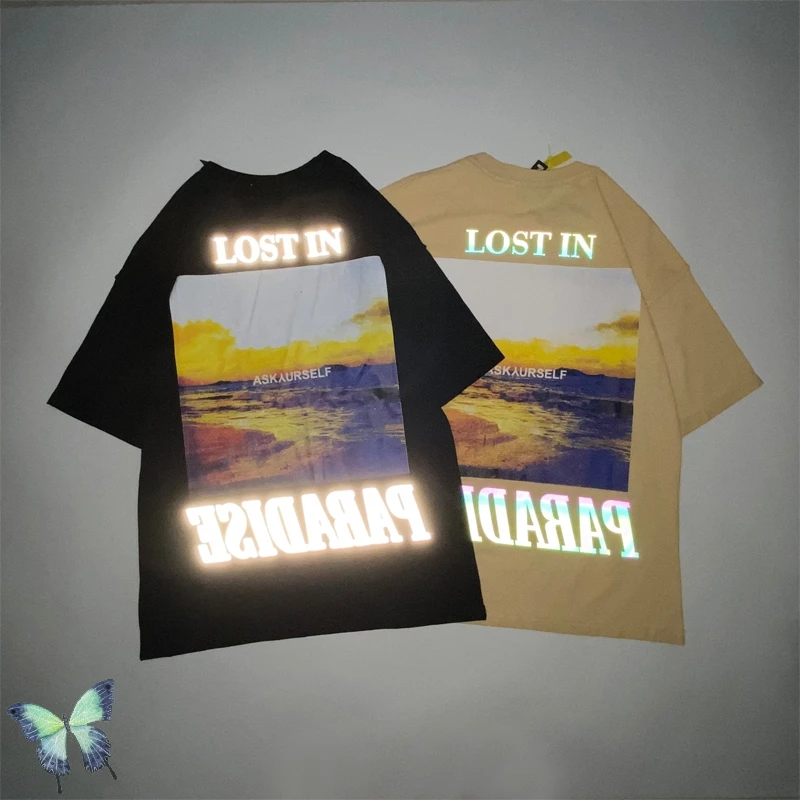 

Новая яркая Светоотражающая футболка ASK 3M для мужчин и женщин, Высококачественная 100% хлопковая футболка, классические потерянные в раю футб...