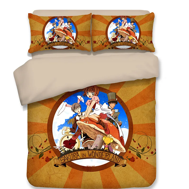 3D Anime Cardcaptor Sakura Print Bedding Set Duvet Covers Pillowcases One Piece Comforter Sets Bedclothes Bed Linen 05 | Дом и сад