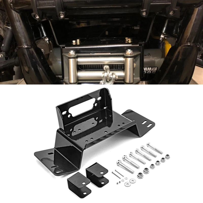 UTV Accessories For Honda Pioneer 700 700-4 2014-2023 Front Bumper Black Winch Mount Plate Kits Solid Steel Power Coated Black