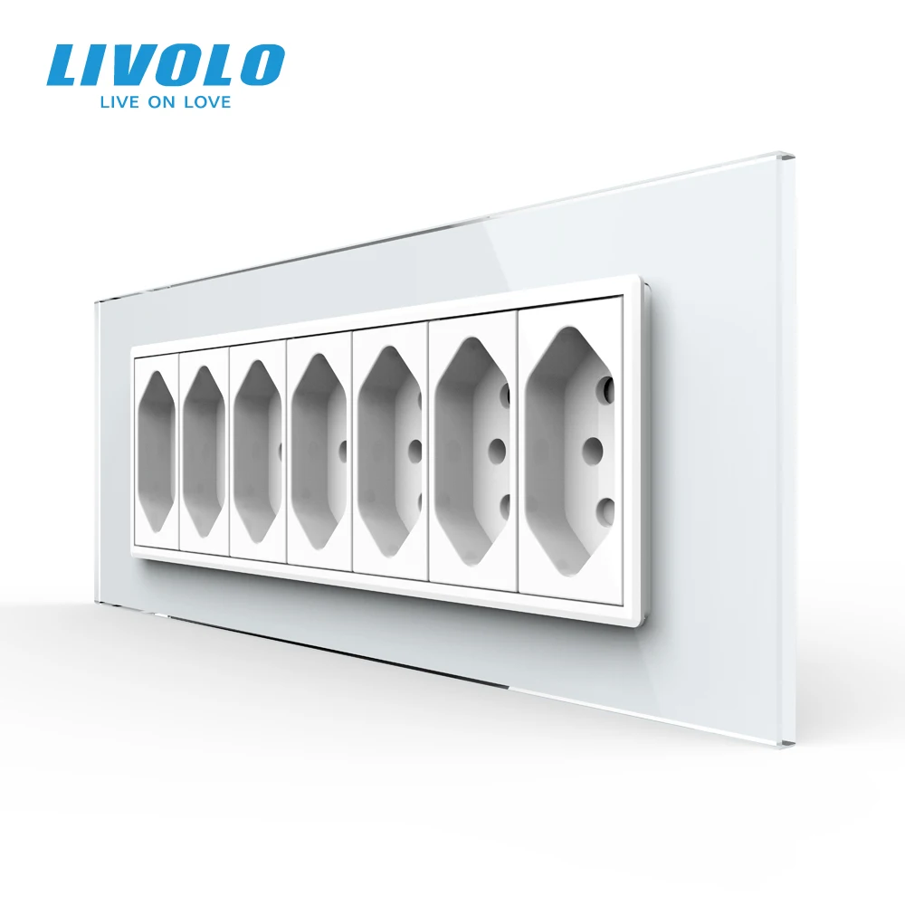 Роскошная розетка Livolo C9 USAU 157 5 мм 7 банд с перламутровым стеклом Бразильская SA TV COM