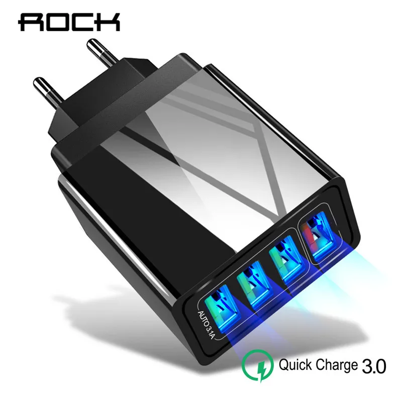 ROCK Quick Charge 3 0 USB зарядное устройство для телефона 48 Вт быстрое iPhone X XS samsung S9 huawei 4