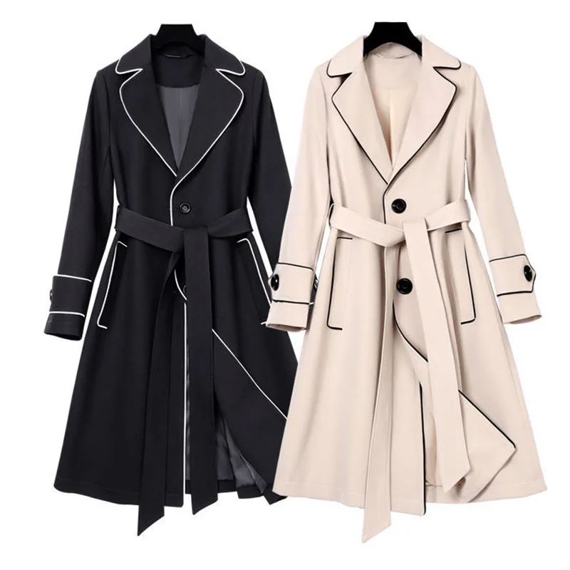 

Spring Autumn New Elegant Long Women Trench Coat Casual Single-Breasted Fashion Windbreaker Overcoat Female Trench With Belt