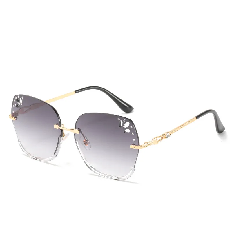 

Diamond Rimless Sunglasses for Women Men Fashion Square Sun Glasses Brand Designer Metal UV400 Gradient Hollow Out Lens