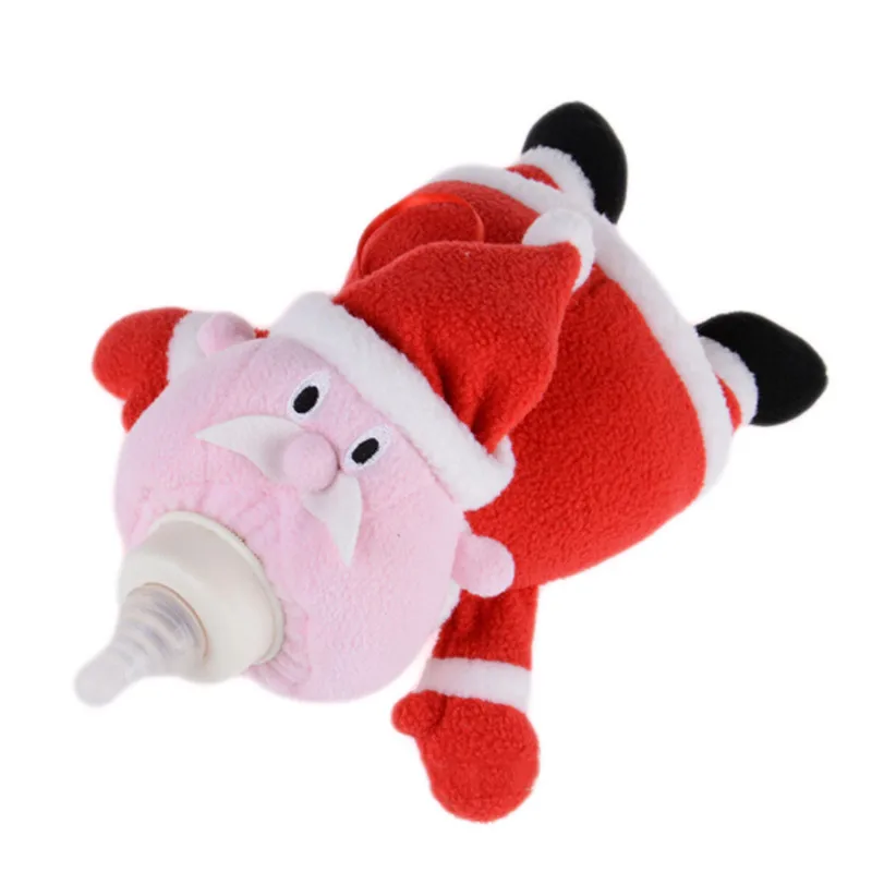 

1PC Baby Feeding Bottle Cover Keep Warm Pouch Holder Insulation Bags Red Cartoon Santa Claus Cute Soft Plush