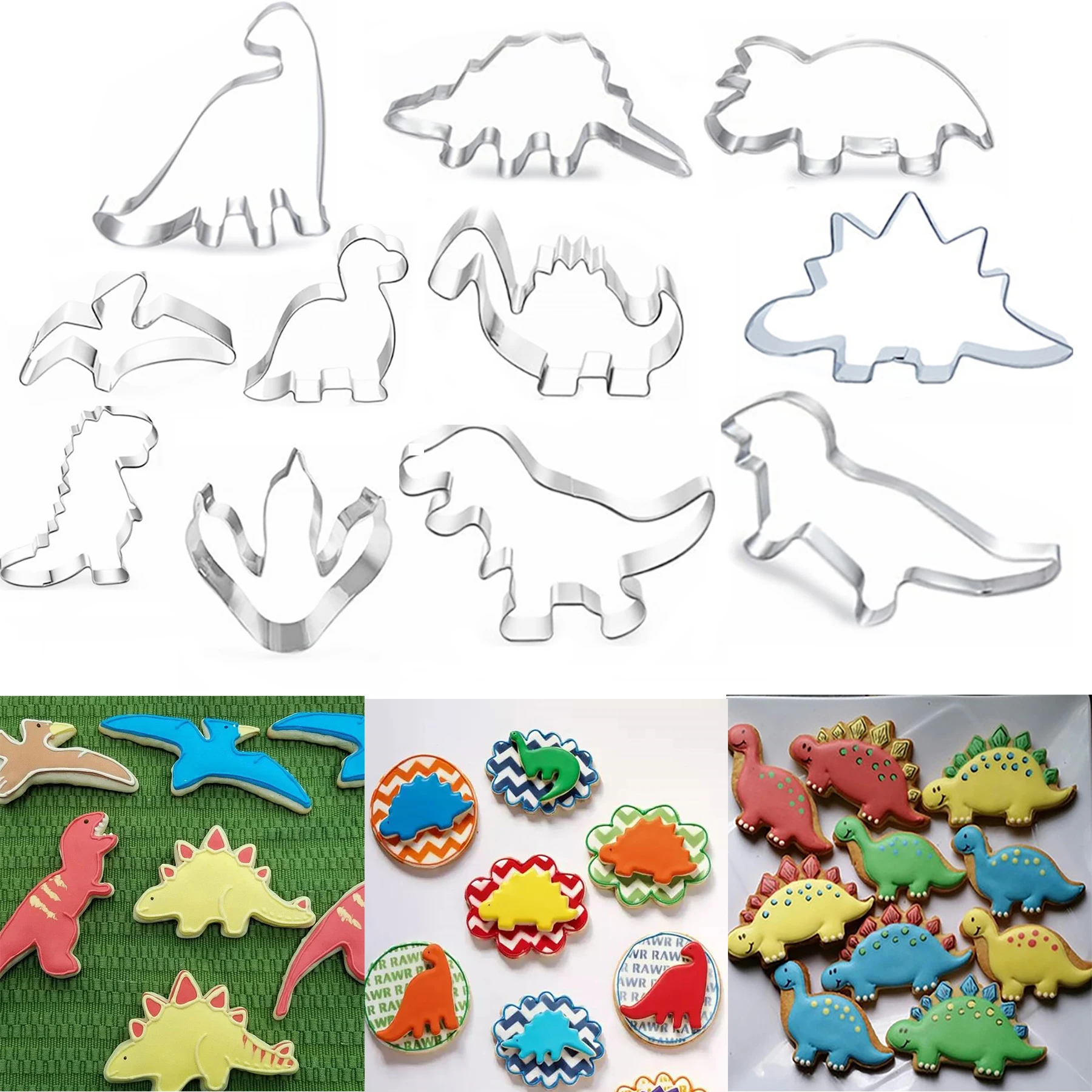 

Cute Cartoon Dinosaur Cookie Cutter Mould Stainless Steel Biscuit Cutter Molds Fondant Cake Decoration Baking Tools
