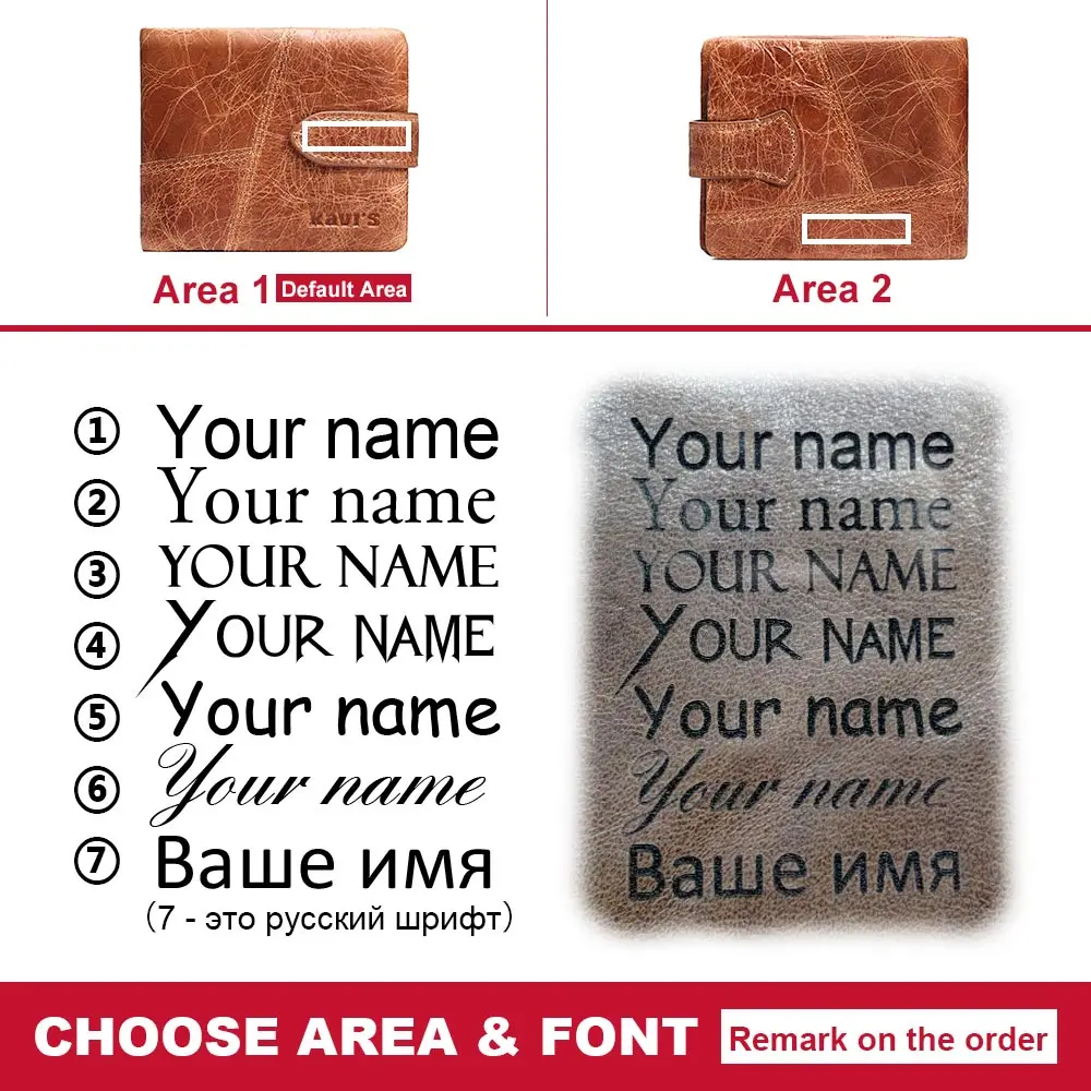 

KAVIS Free Engraving Genuine Leather Male Wallet Men Coin Purse Walet Portomonee PORTFOLIO Card Holder Perse Gift for Man Name