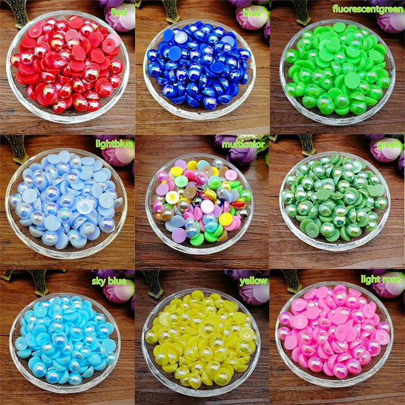 

4/6/8MM 22 Colors ABS Half Round Pearl Bead Flat Back Scrapbook Beads for DIY Jewelry Making Craft Pearls Clothing Accessories