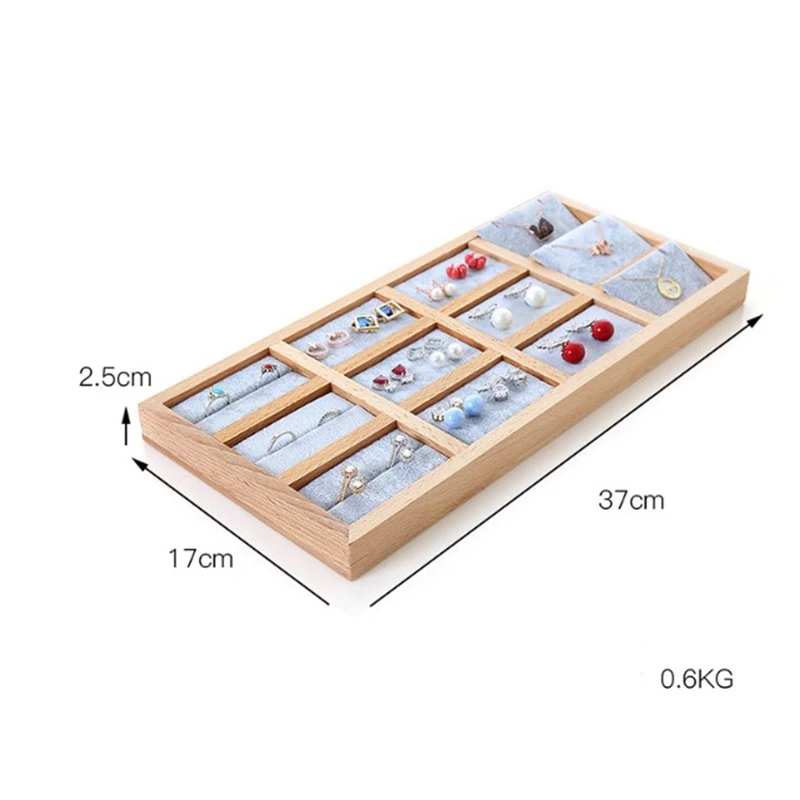 

Solid Wood Jewelry Display Tray Ring Earring Necklace Storage Box Jewelry Display Props Wood