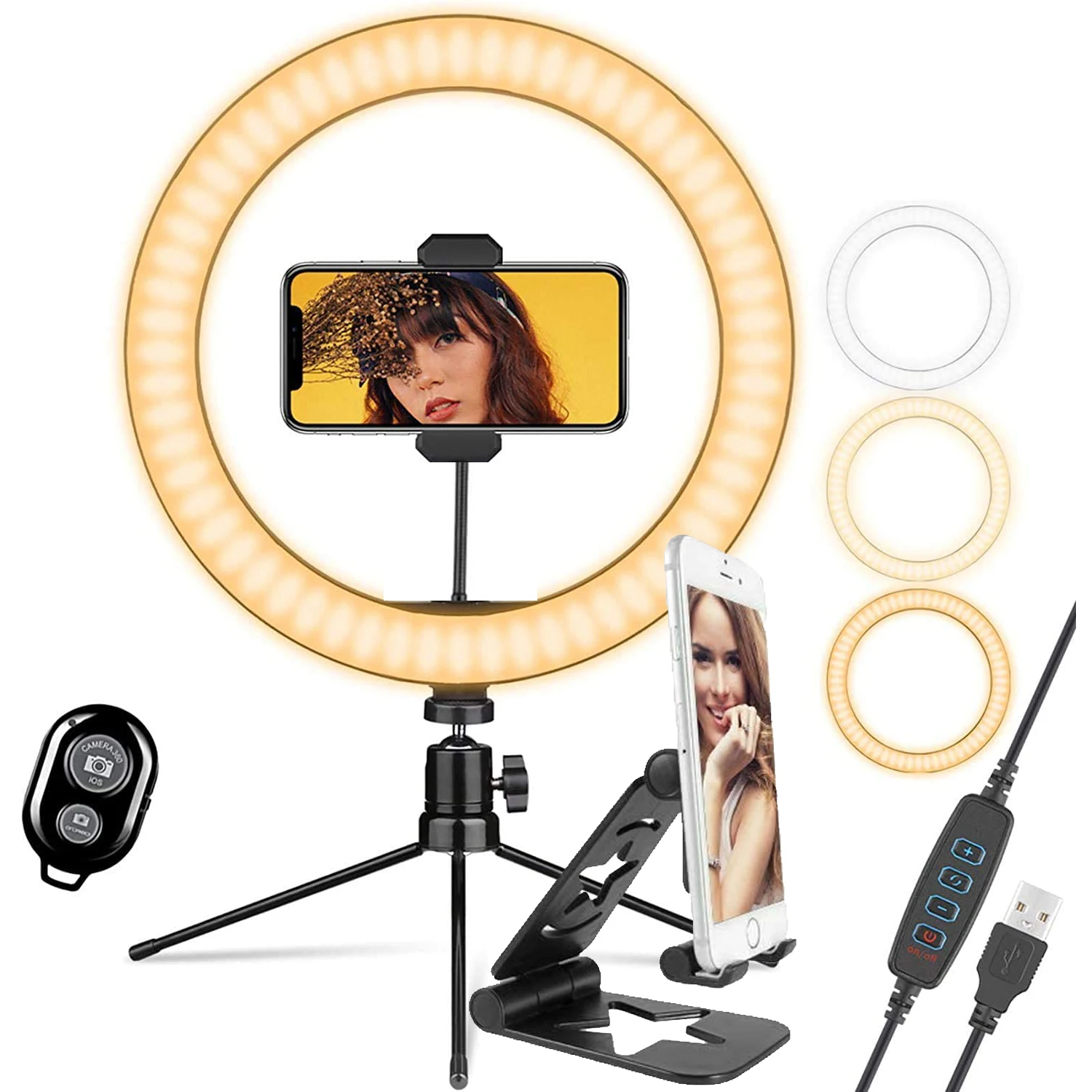

LED Dimmable Ring Lamp Tripod Stand Phone Holder Makeup Live YouTube 10" Fill Ringlight Selfie Circle Light Photography
