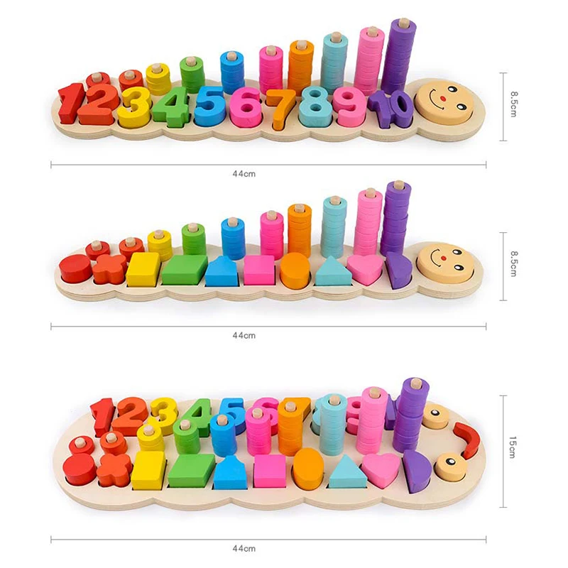 Juguetes de emparejamiento Montessori de madera para ni&ntilde;os, aprender a contar n&uacute;meros, en forma de n&uacute;mero a juego, para educaci&oacute;n temprana-5