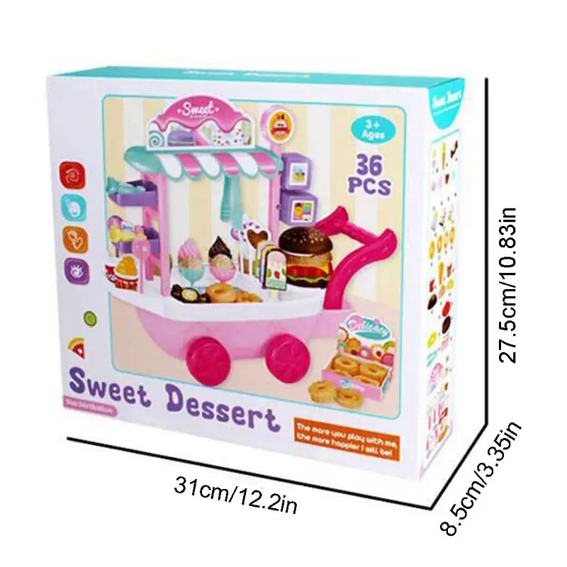 

Pretend Play Toys, Ice Cream Cart Toy Simulation Toy Toddlers Dollhouse Role Play Kitchen Accessories Baking Gifts
