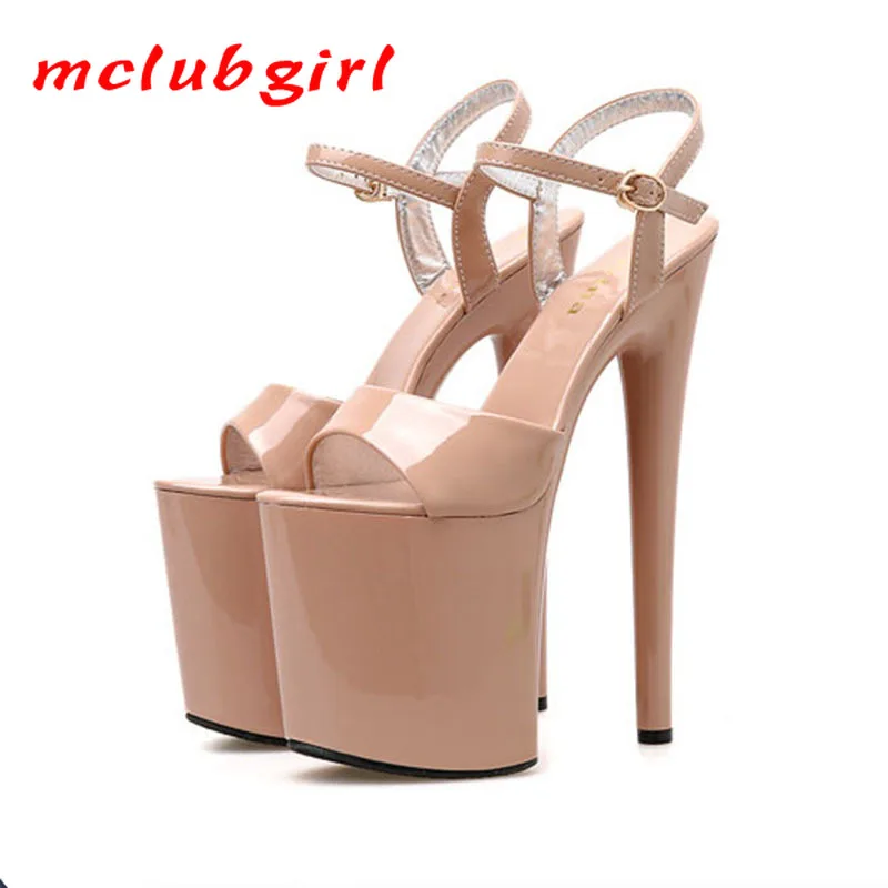 

Mclubgirl 2021 Women Fish Toe Black White Sexy Super High Heels Sandals Model T Station 20CM Stage Catwalk Sandals JXQ