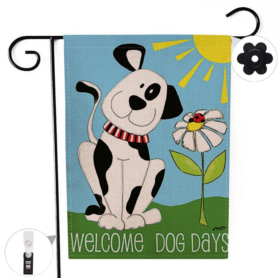 

Double-sided Welcome Dog Days Garden Flag Banner with Windproof Rubber Stopper Clip 12.5''x18.5'' 32x47cm Home Decor