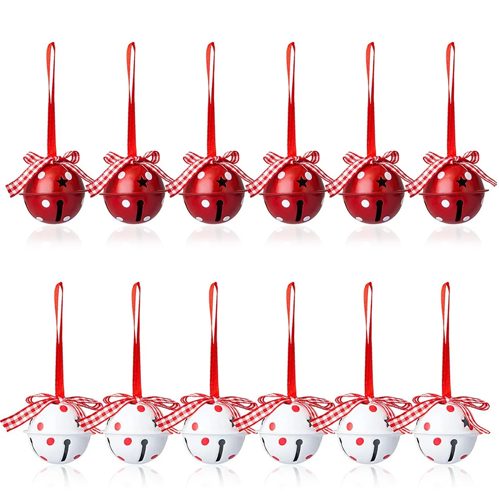 

12 Pieces Christmas Tree Bells Pendants Xmas Trees Hanging Ornaments Set Holiday Wedding New Year Party Decorations Supplies