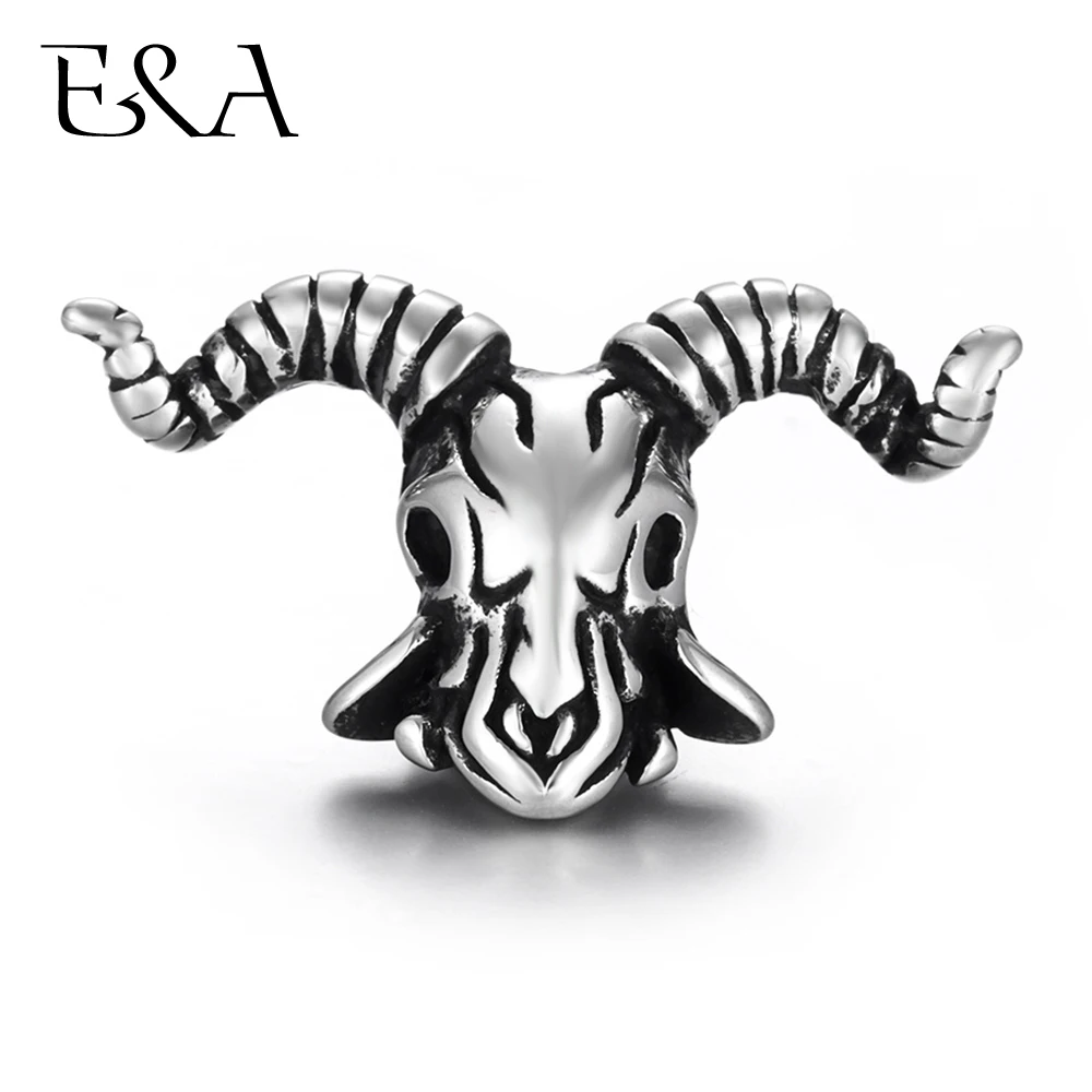 Бусины из нержавеющей стали в виде козы 6 мм бусины с большим отверстием подвески