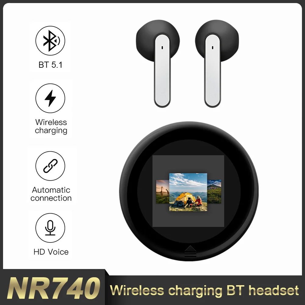 

Wireless Headphone with Charging LED Power Display Bluetooth-Compatible 5.1 Earphones for Outdoor White