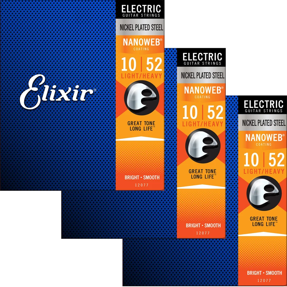Стальные Струны для электрогитары Elixir Nanoweb 12077 покрытие из никеля стандартное