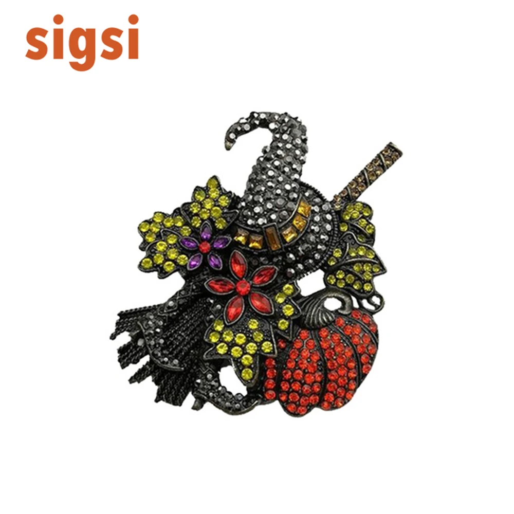 100 шт./индивидуальное серебряное покрытие Стразы для Хэллоуина черная шляпа и