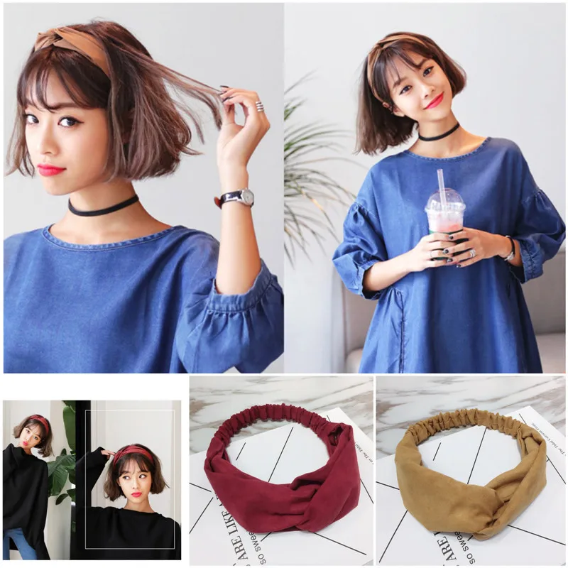 

Women Headband Cross Top Knot Elastic Hair Bands Soft Solid Color Girls Hairband Hair Accessories Twisted Knotted Headwrap