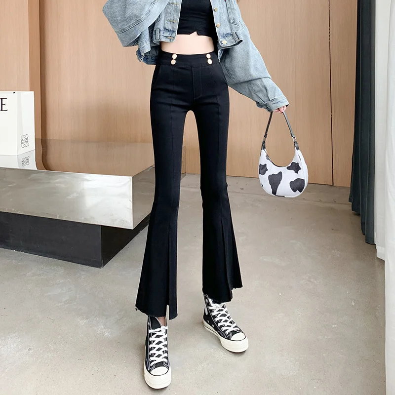 Брюки видео с высокой талией новинка корейский стиль высокоэластичные тяжелые