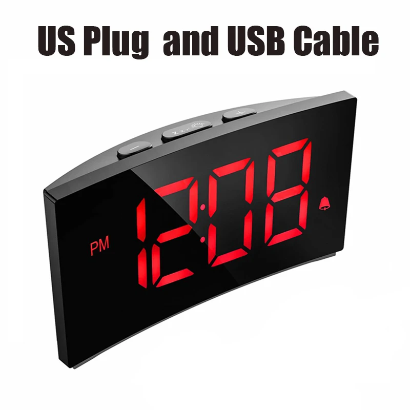 US Plug Red Mpow HM250 светодиодный цифровой будильник 12/24 H Отображение времени 9 минут Повтор 3 звуков будильника 3 регулируемая яркость 65 дБ 75 дБ громкость - Цвет: US Plug Red