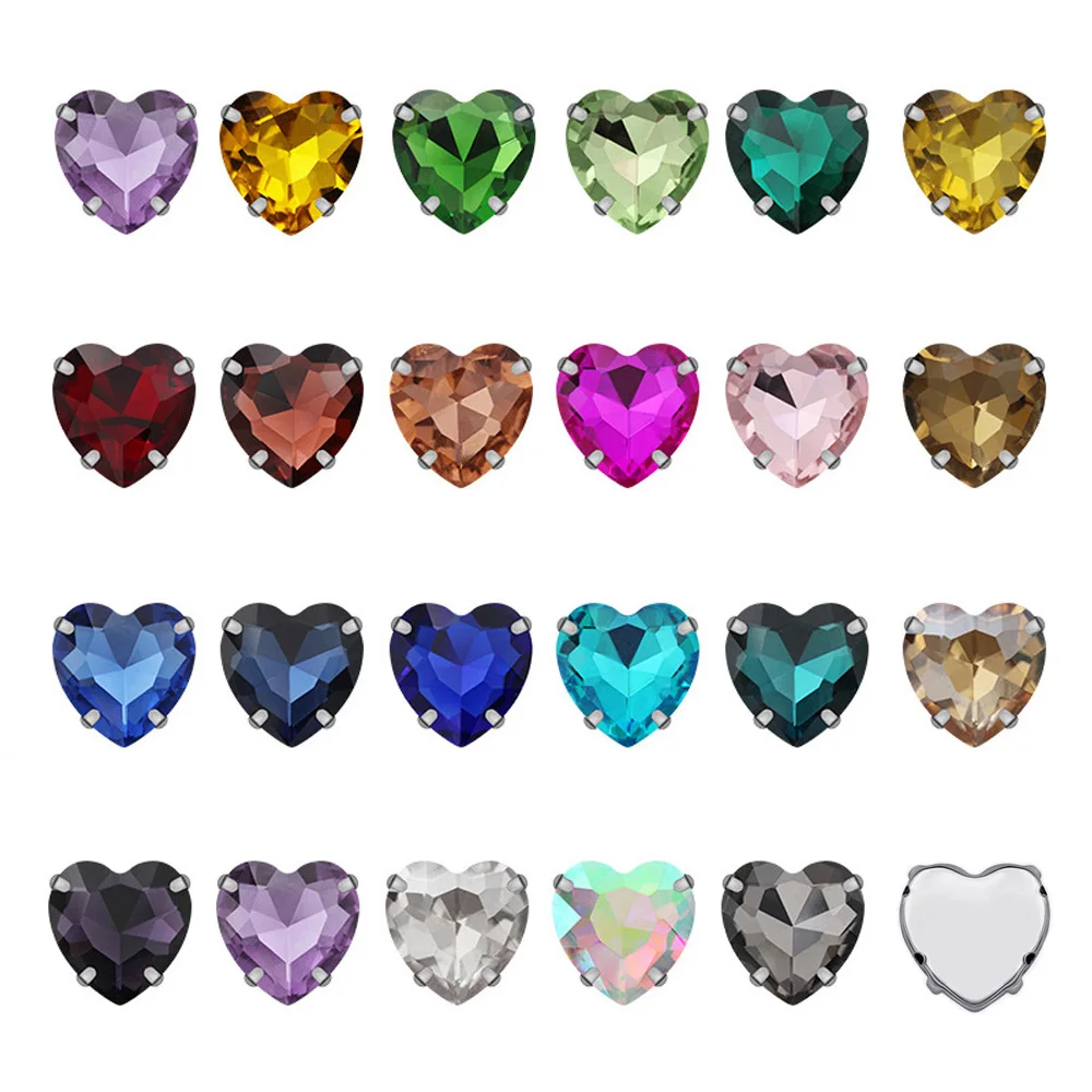 30 шт./лот Стразы в форме сердца стеклянные кристаллы чашка когтя пришивные стразы
